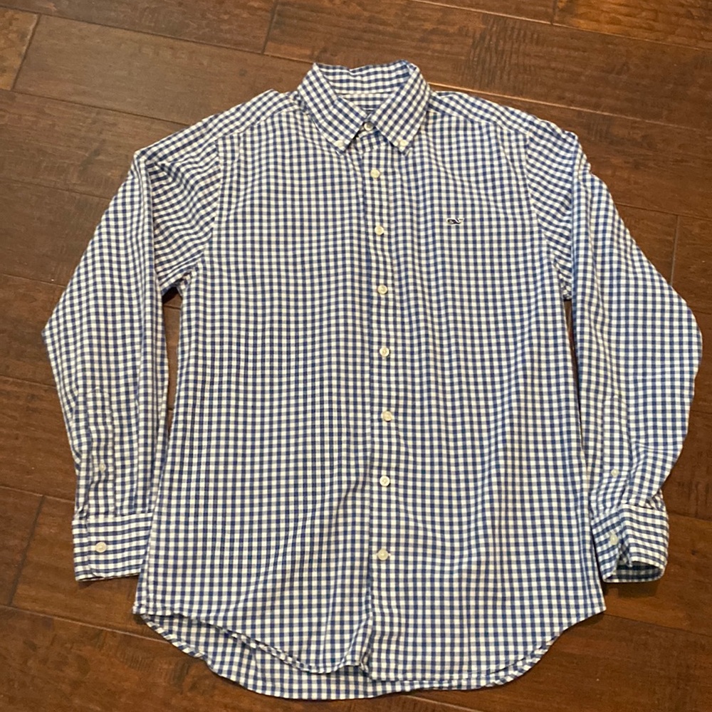 Vineyard Vines Mens M slim fit whale shirt blue gingham